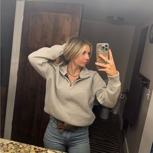 Cozy Gray Quarter-Zip Sweater